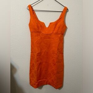 MILLY OF NEW YORK Orange Plaid 100% Cotton Sheath Mini Dress EUC